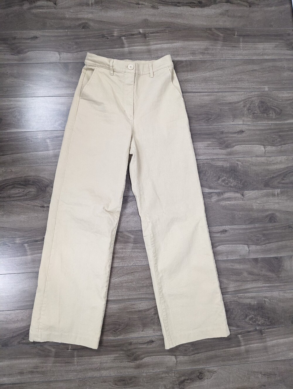 Oak + Fort Cream Flat Front Wide Leg Cream Pants Size 2